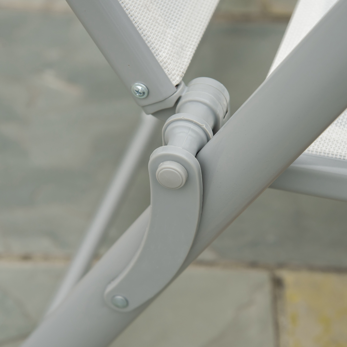 Sun Lounger Recliner Foldable Padded Seat Adjustable Texteline White