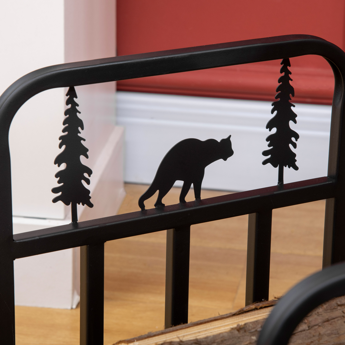 Firewood Log Rack Curved Log Holder Wood Storage Handles Rack Bear Shape