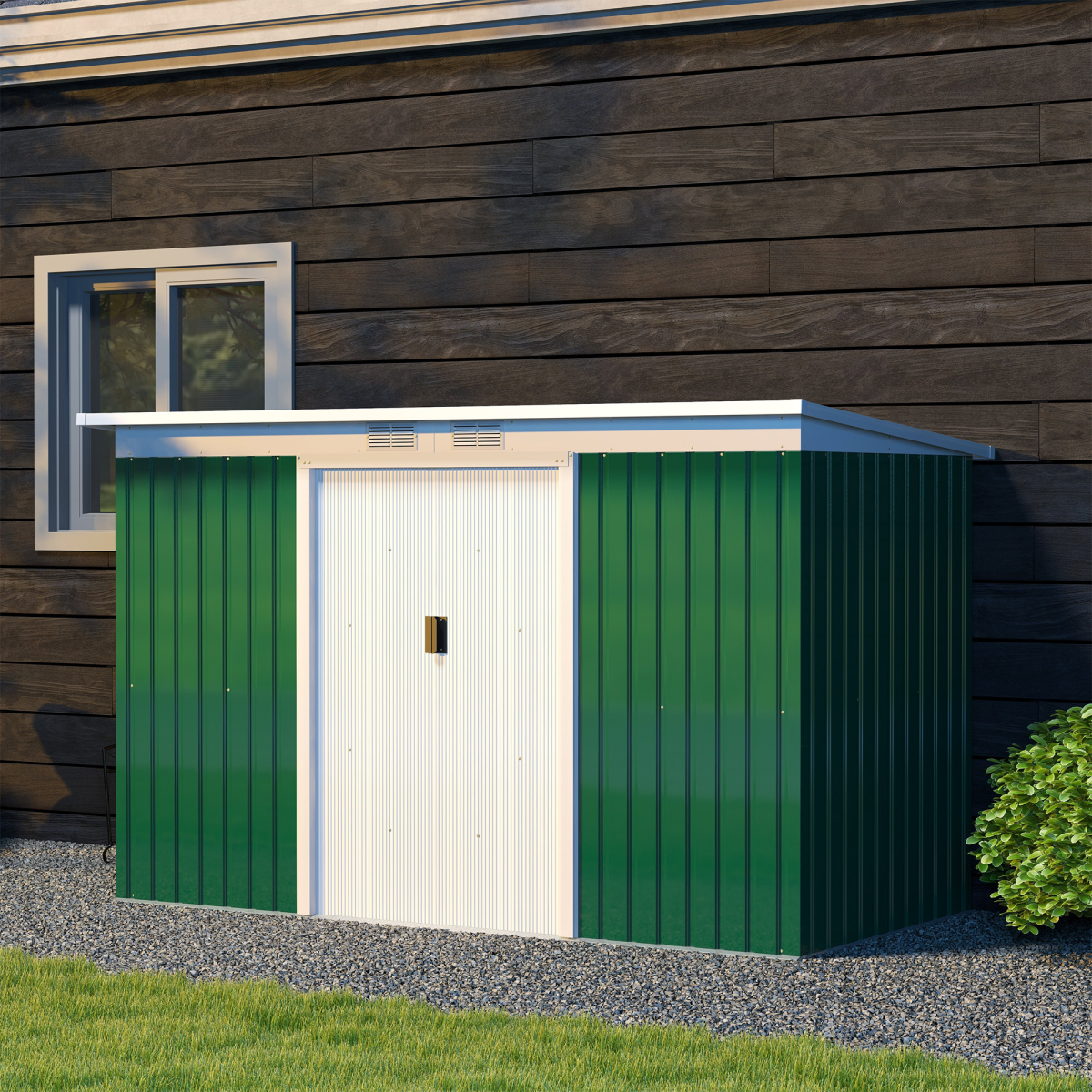 Garden Metal Storage Shed Equipment Tool Box Ventilation & Doors