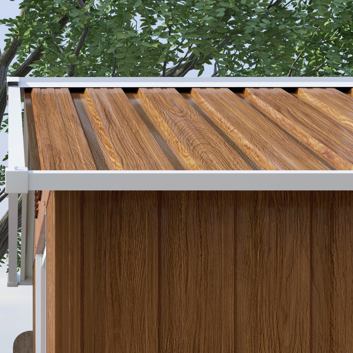 Metal Garden Shed for Garden, Brown Wood Effect 6.5x3.5ft