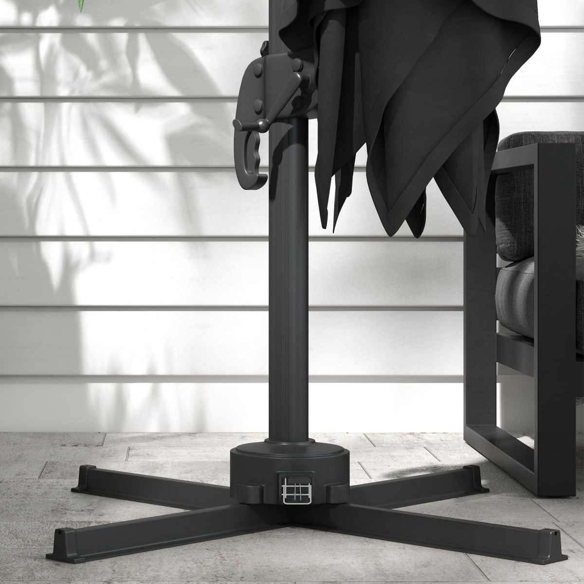 Outsunny 3(m) Solar LED Cantilever Parasol Adjustable Garden Umbrella Dark Grey