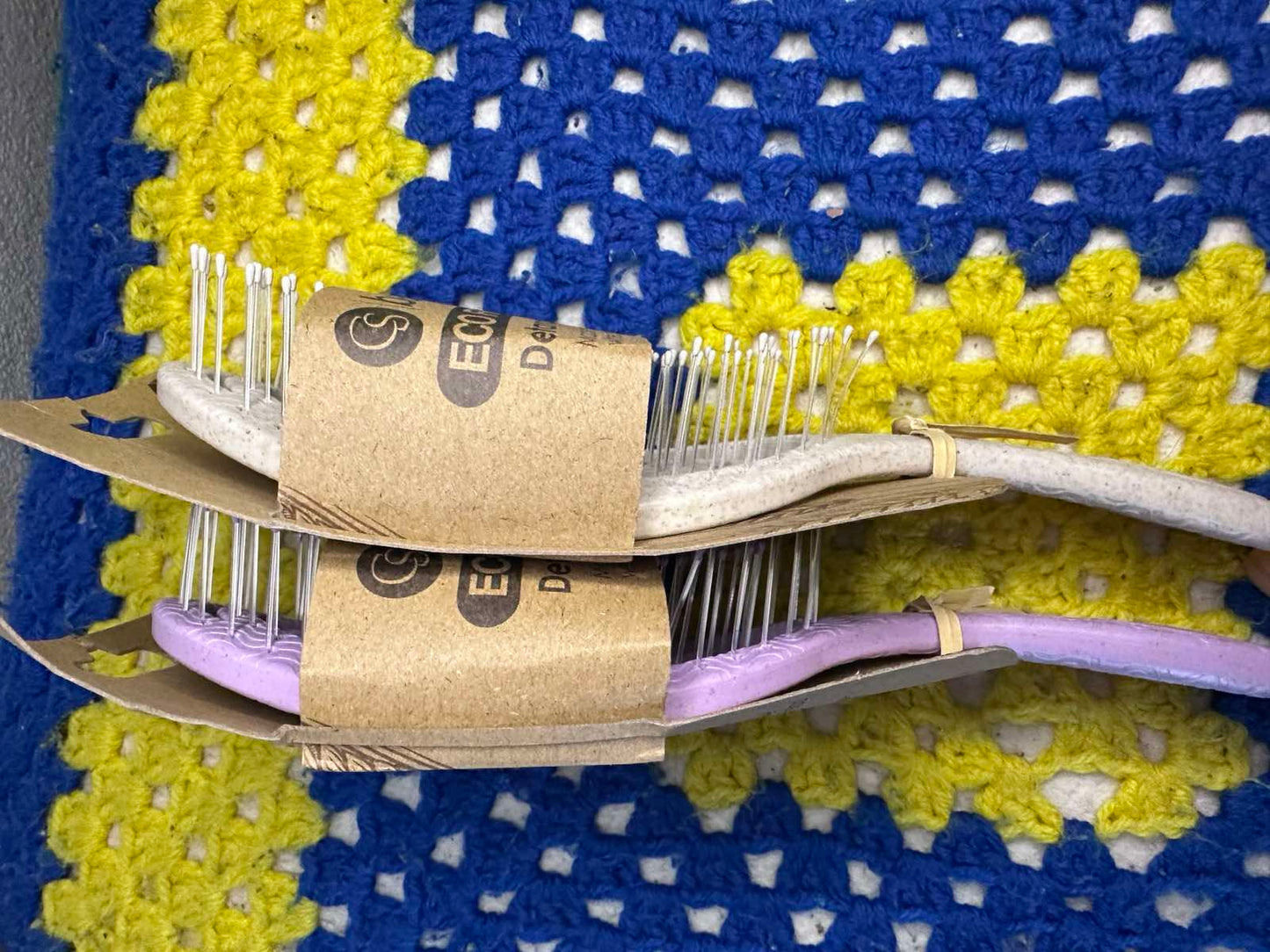 Detangle Hair Brush 2 Pack, Eco Friendly Colours Pink & Oatmeal By CS Beauty