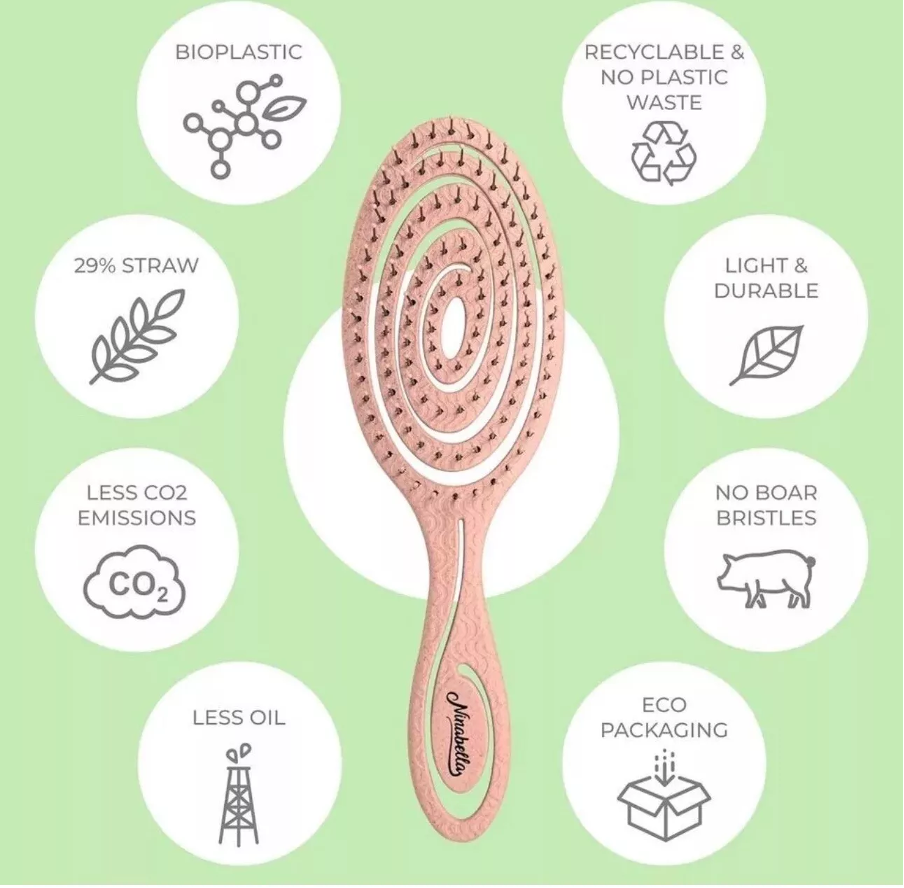 Detangle Hair Brush 2 Pack, Eco Friendly Colours Pink & Oatmeal By CS Beauty