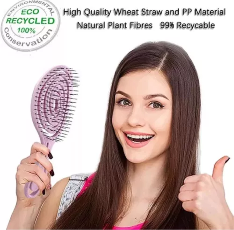 Detangle Hair Brush 2 Pack, Eco Friendly Colours Pink & Oatmeal By CS Beauty