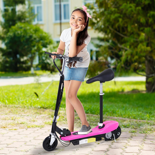 Kids Foldable Electric Powered Scooters 120W Toy Brake Kickstand Pink