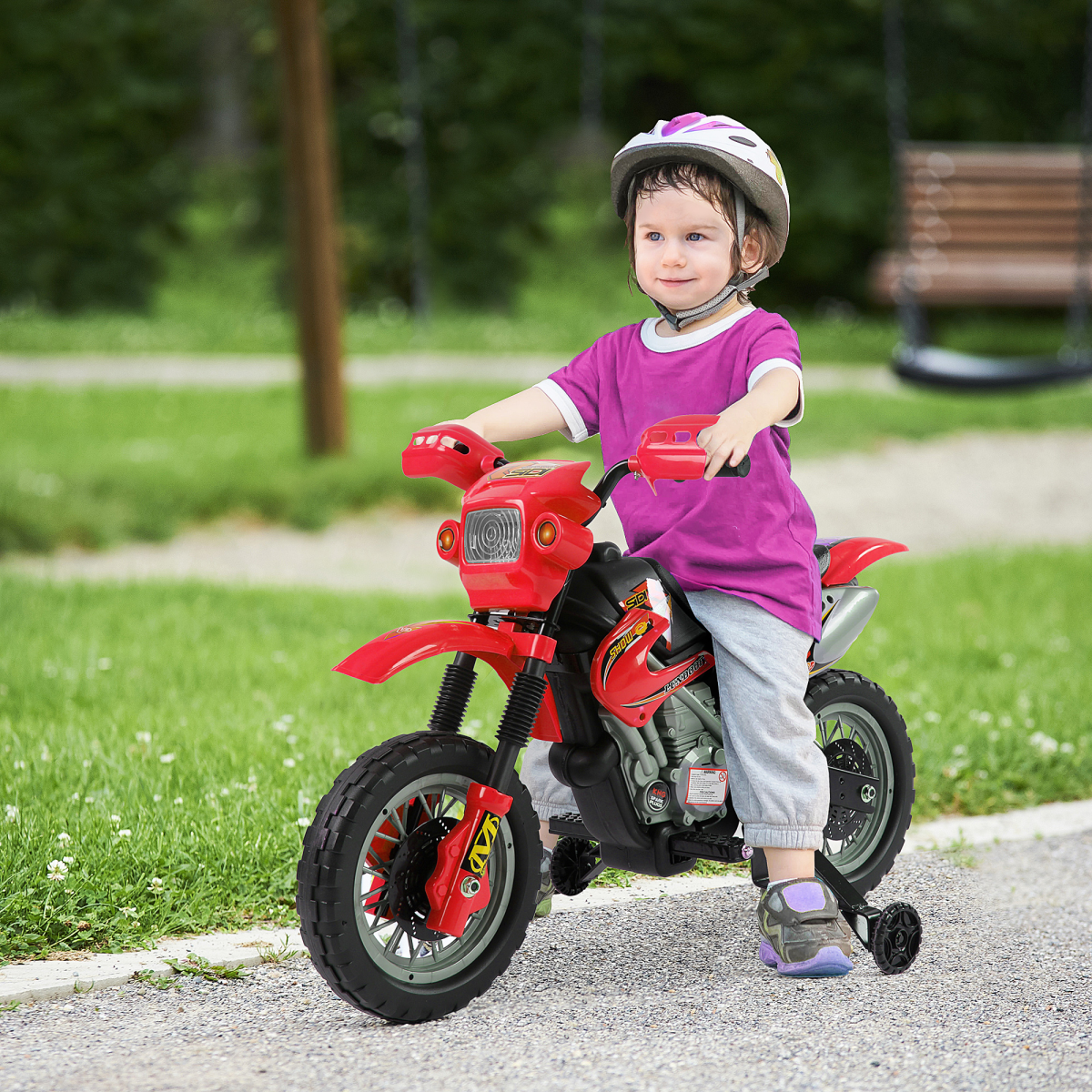 Kids Electric Motorbike Motorcycle Ride On for 3-6 Years Red 6V