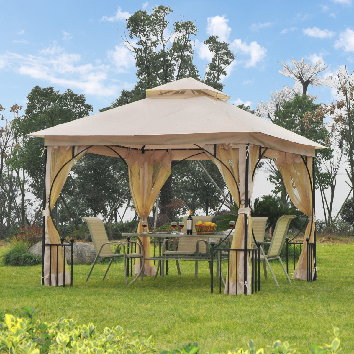 Metal Gazebo With Sides Waterproof