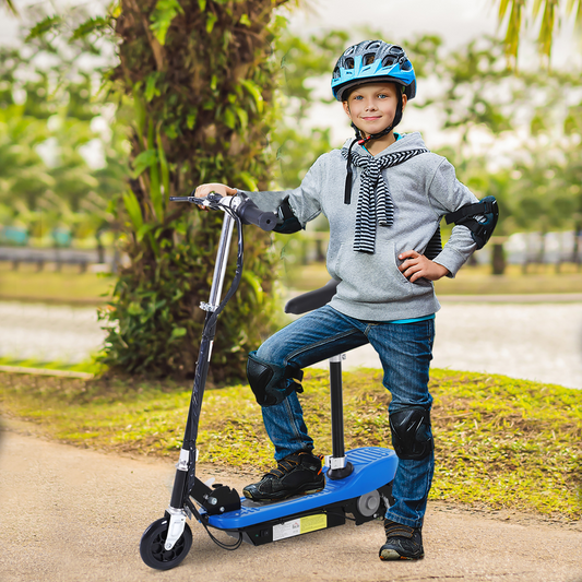 Kids Foldable Electric Powered Scooters 120W Toy Brake Kickstand Blue