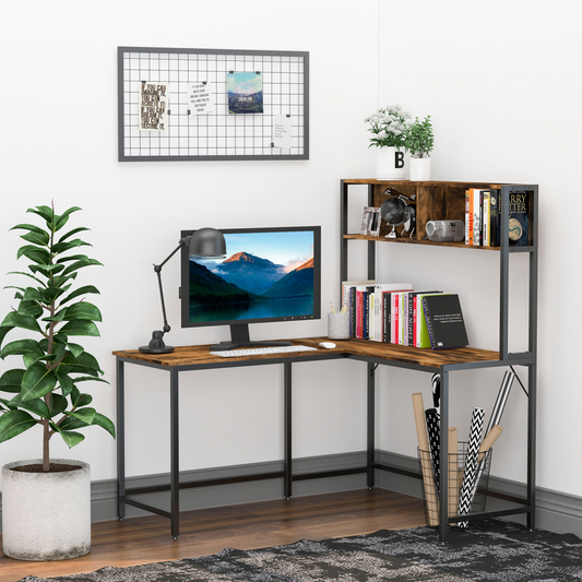 Industrial L-Shaped Desk w Shelf