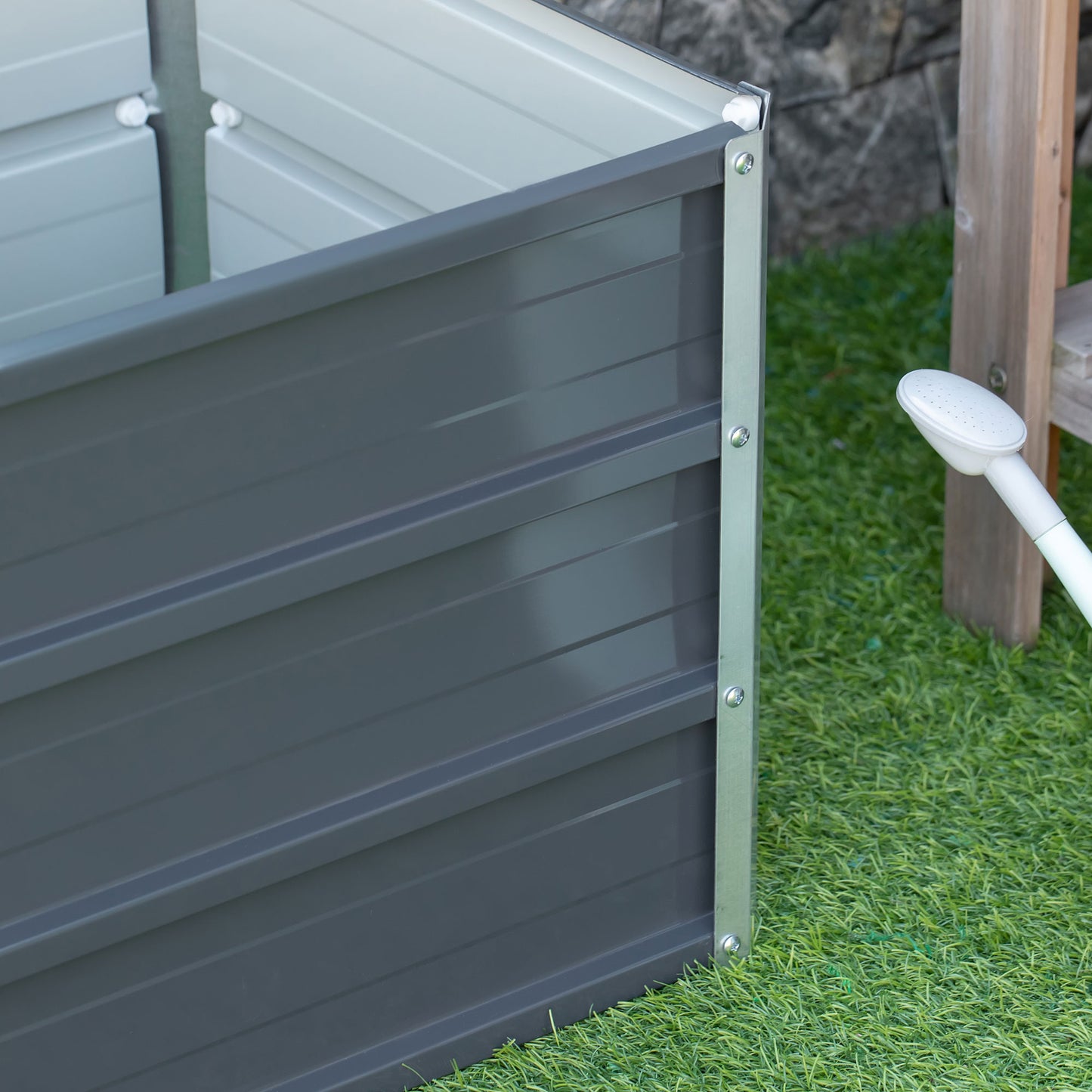 Raised Garden Bed, Elevated Planter Box & Gloves, Grey