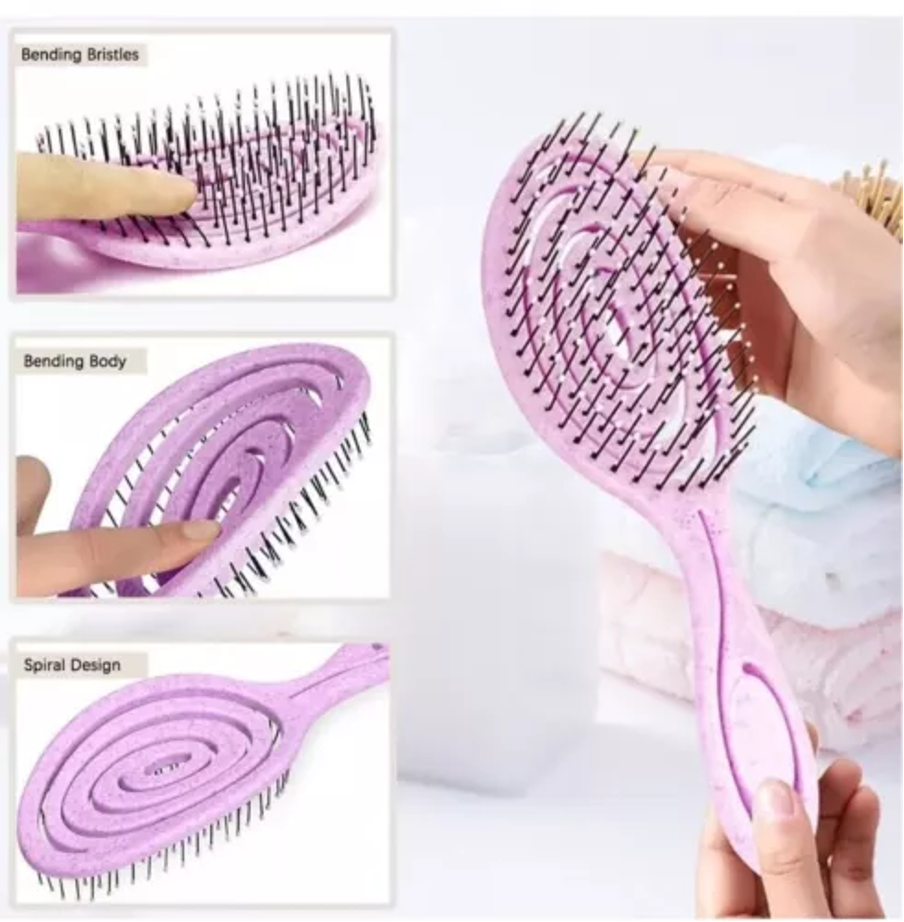 Detangle Hair Brush 2 Pack, Eco Friendly Colours Pink & Oatmeal By CS Beauty