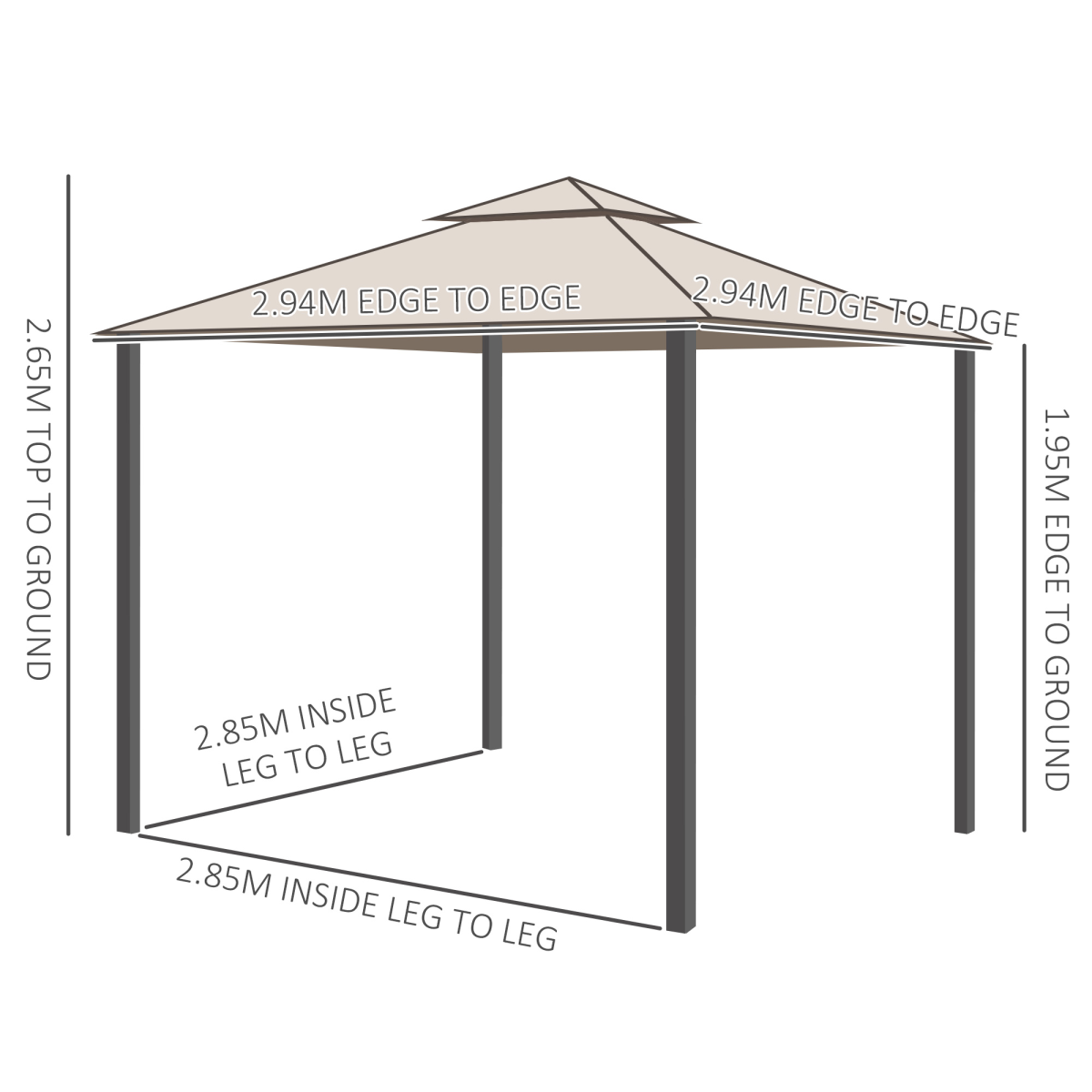 Outdoor Gazebo 2-tier Roof W/Netting Taupe