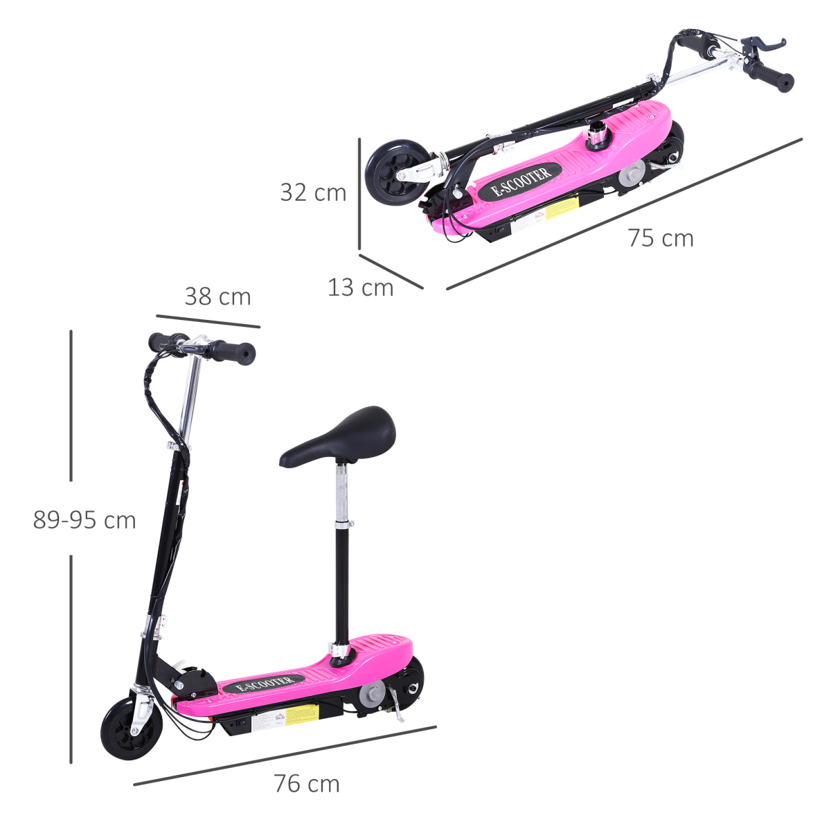 Kids Foldable Electric Powered Scooters 120W Toy Brake Kickstand Pink
