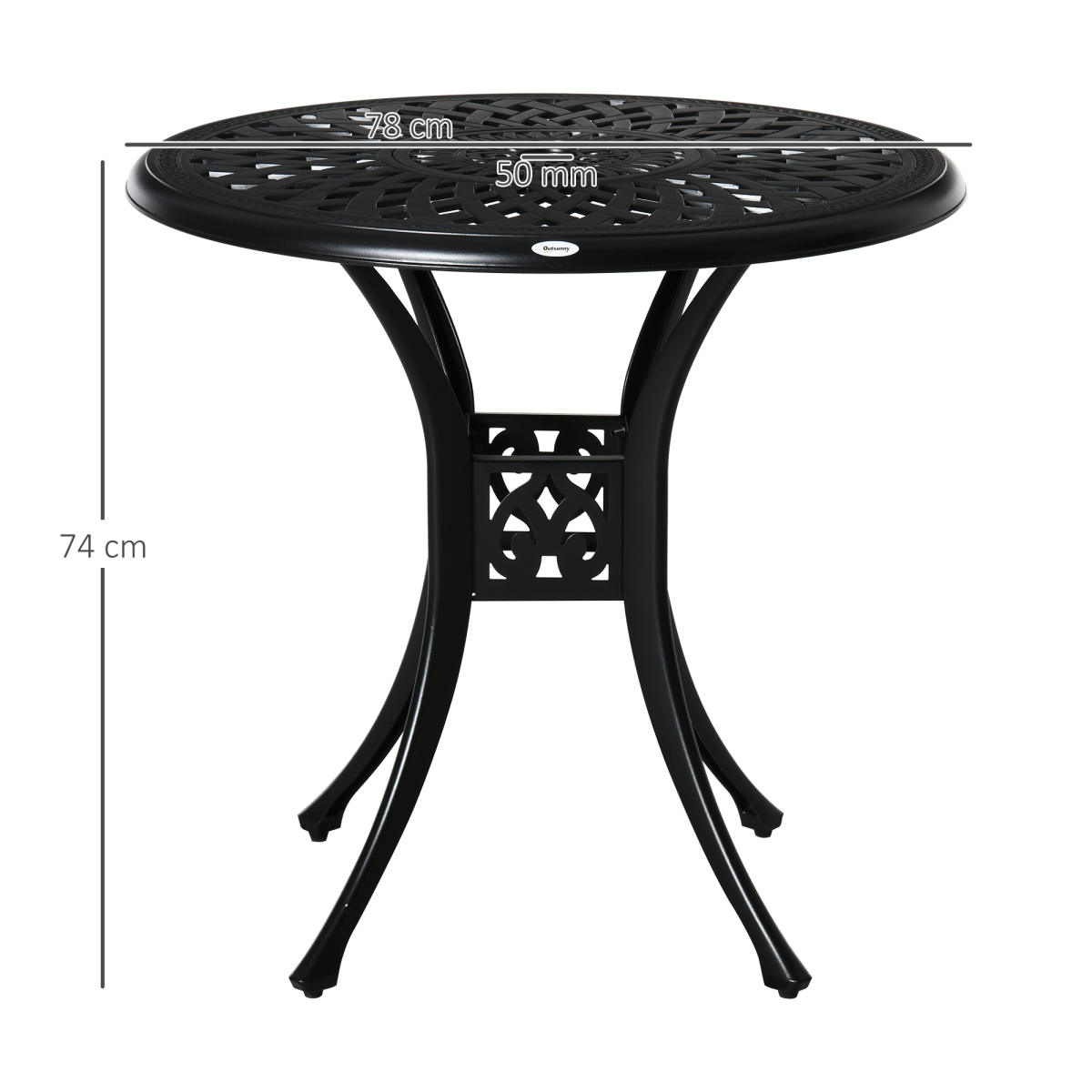 Round Garden Dining Table with Parasol Hole Cast Aluminium Black 78cm