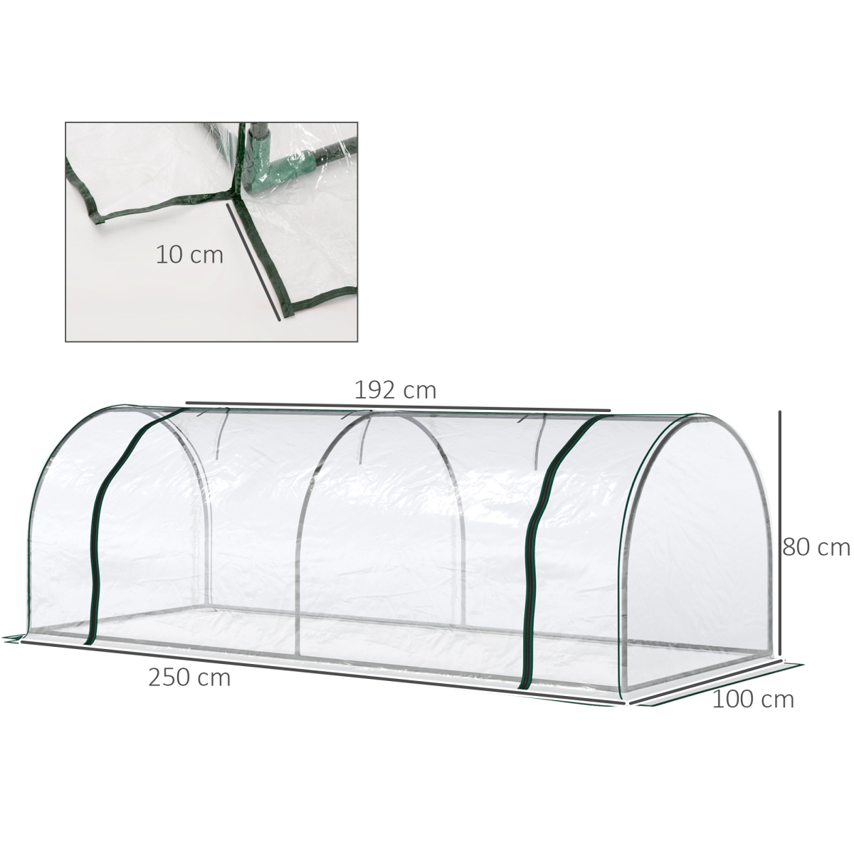 PVC Greenhouse Tunnel Steel Frame Transparent