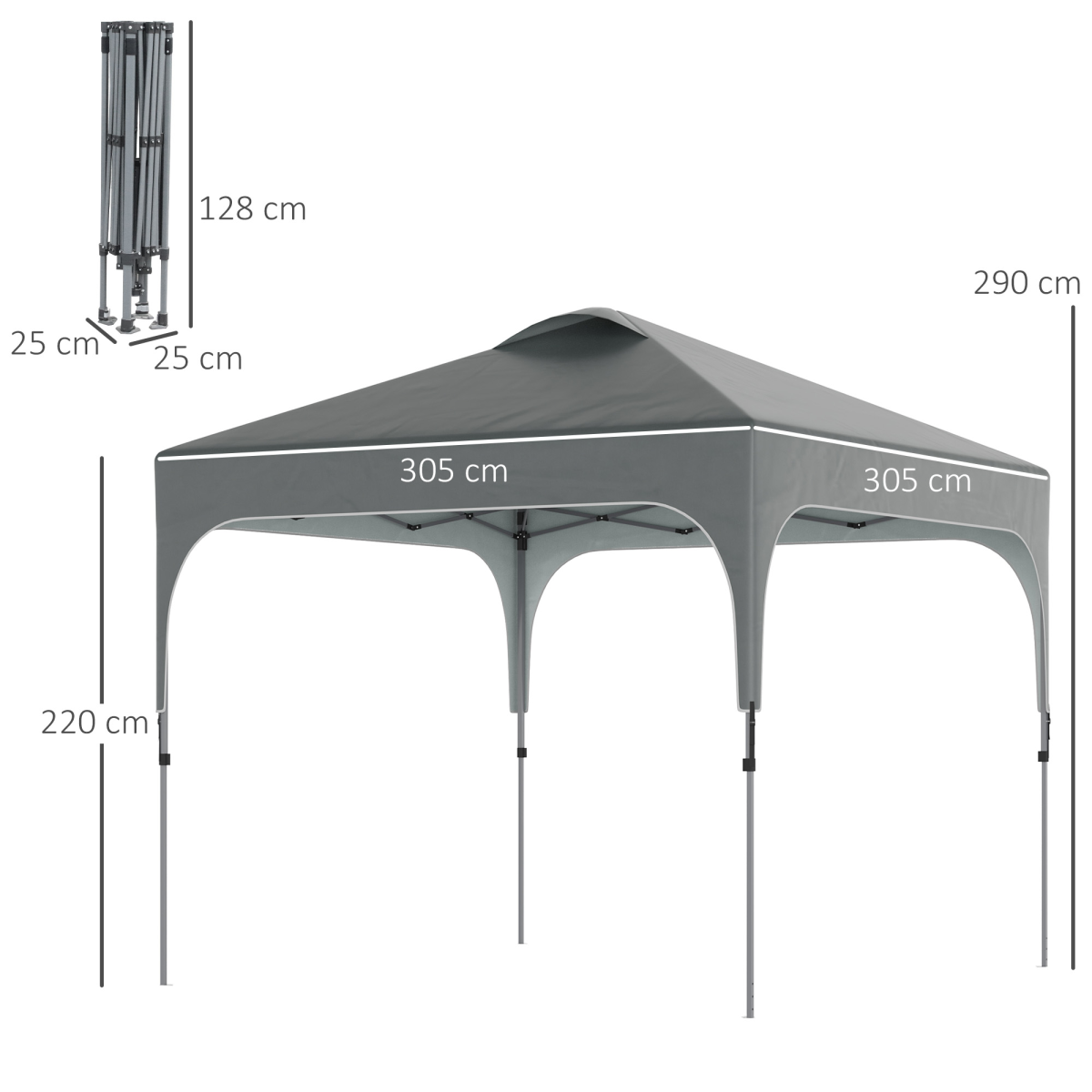 Pop Up Gazebo, Foldable Canopy Tent & Carry Bag with Wheels & 4 Legs