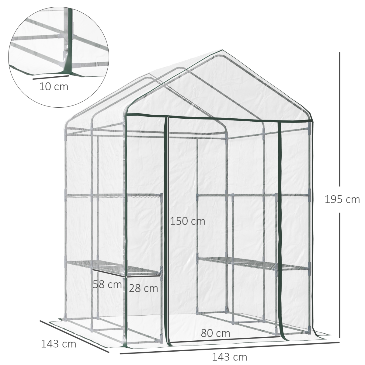 Steel Frame Greenhouse Steel Frame, 2 Shelves