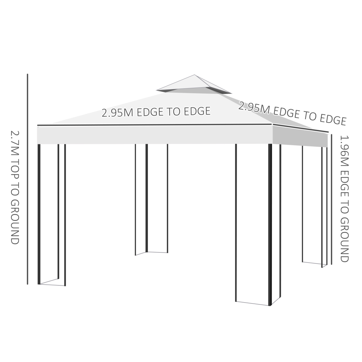 Vented Roof Metal Frame Garden Gazebo