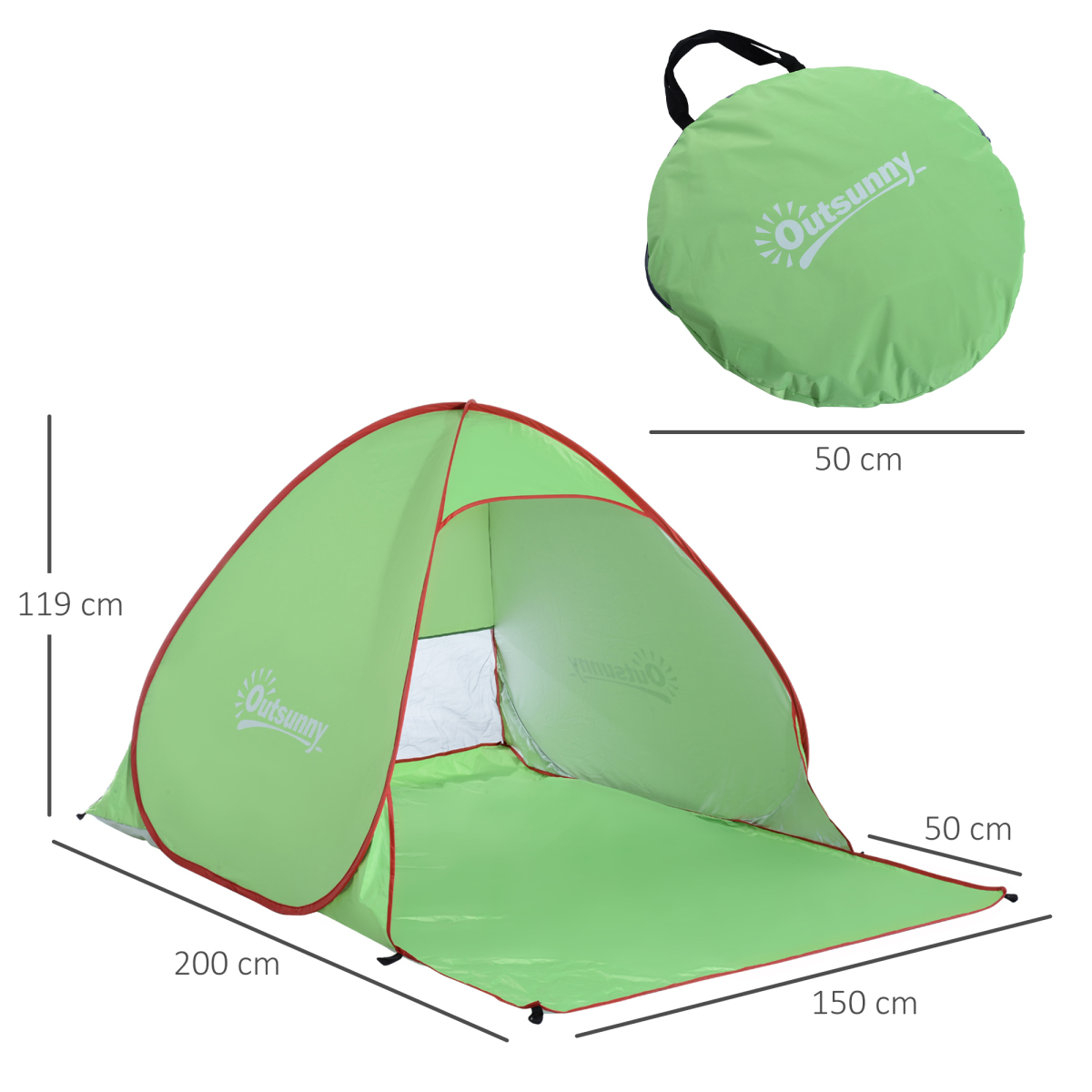 Beach Tent Instant Camping Pop up Tent Sun Shade Shelter, Green