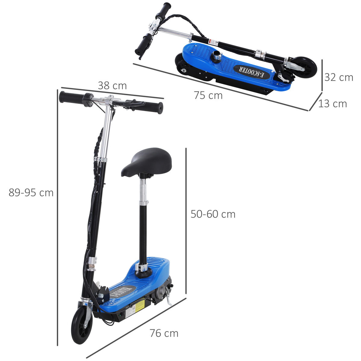Kids Foldable Electric Powered Scooters 120W Toy Brake Kickstand Blue