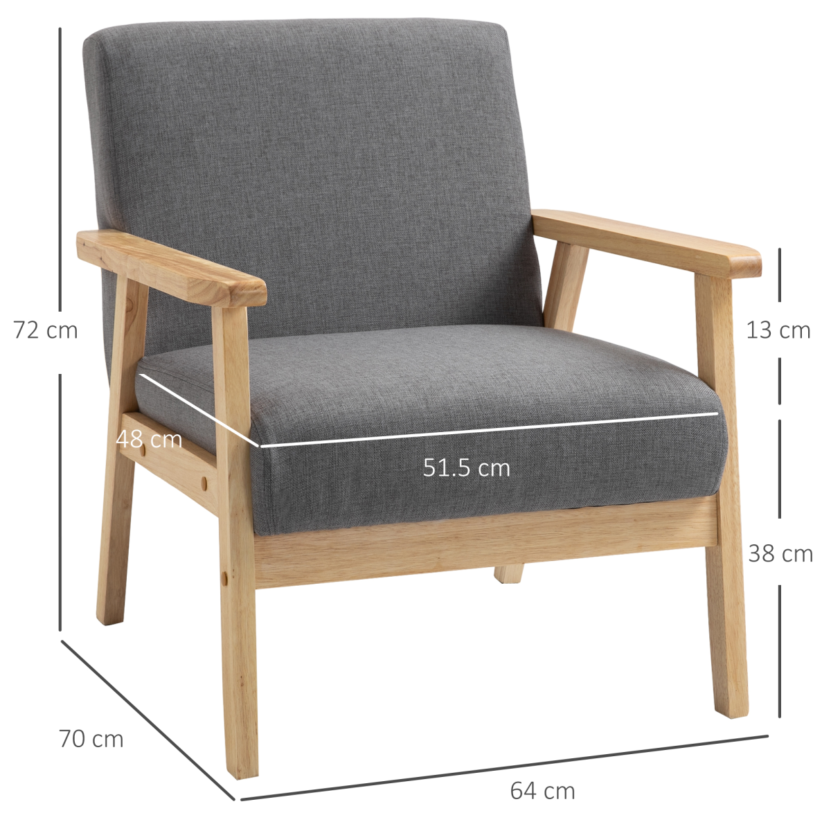 Linen Upholstered Pine Wood Accent Armchair