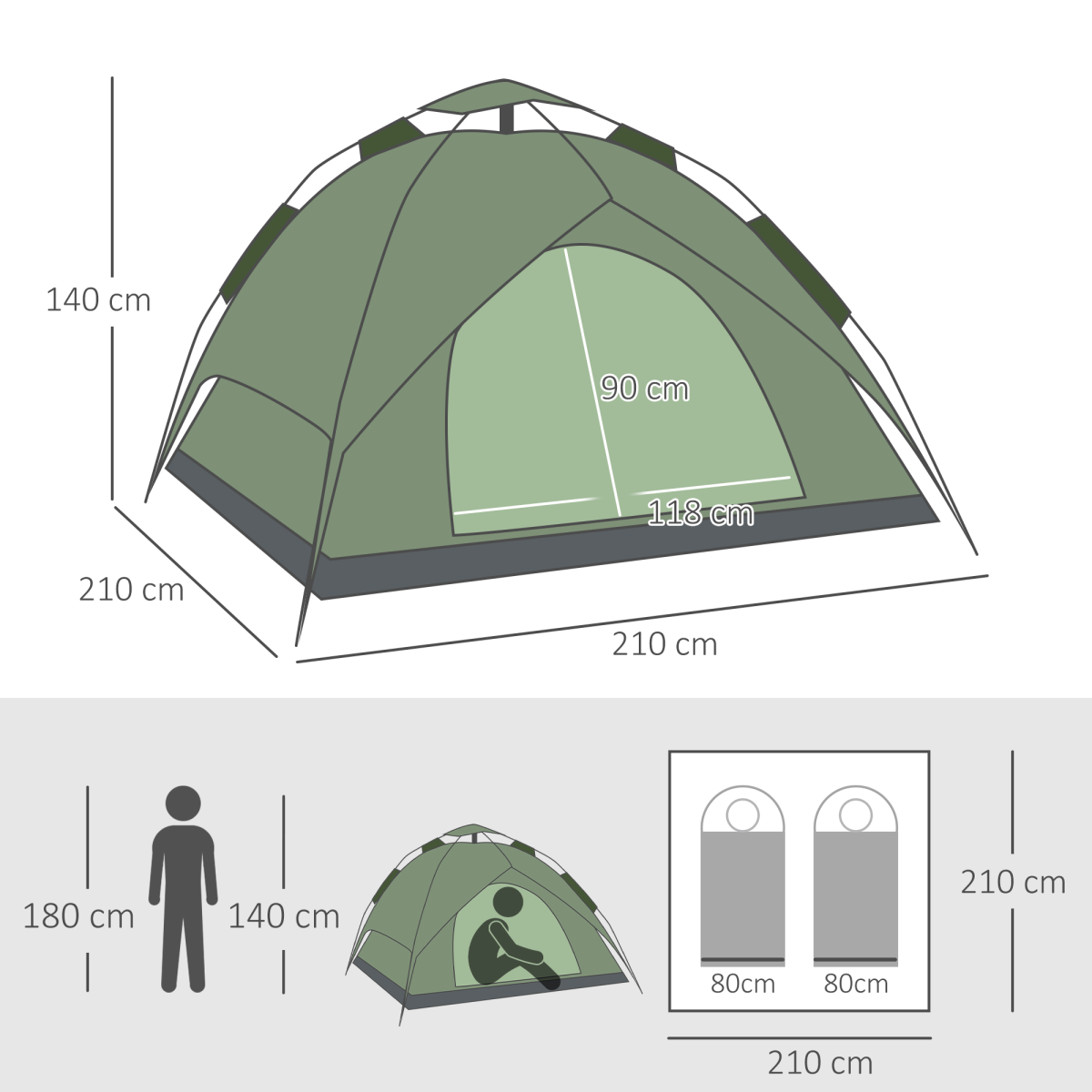 Pop Up Tent Camping Festival Hiking Family Travel Shelter 2 persons
