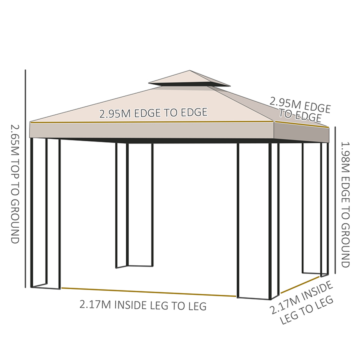Garden Metal Gazebo Sun Shade Shelter Outdoor Party Tent 3 x 3m