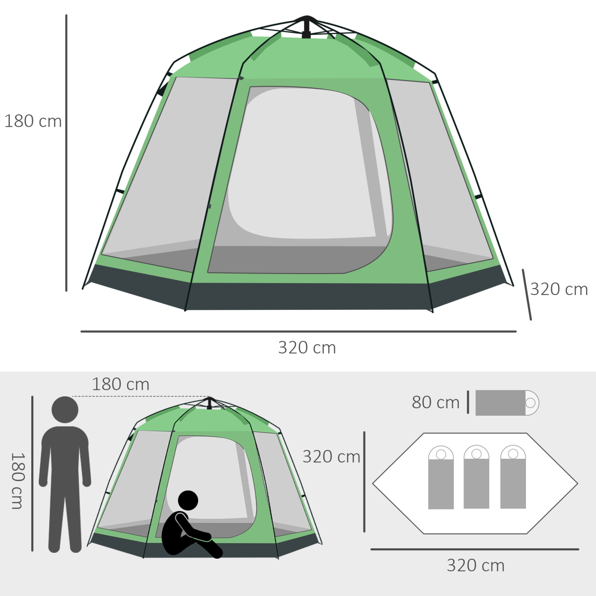 Camping Tent 2-Tier Pop-up Tent w/ Portable Carry Bag 6 Person