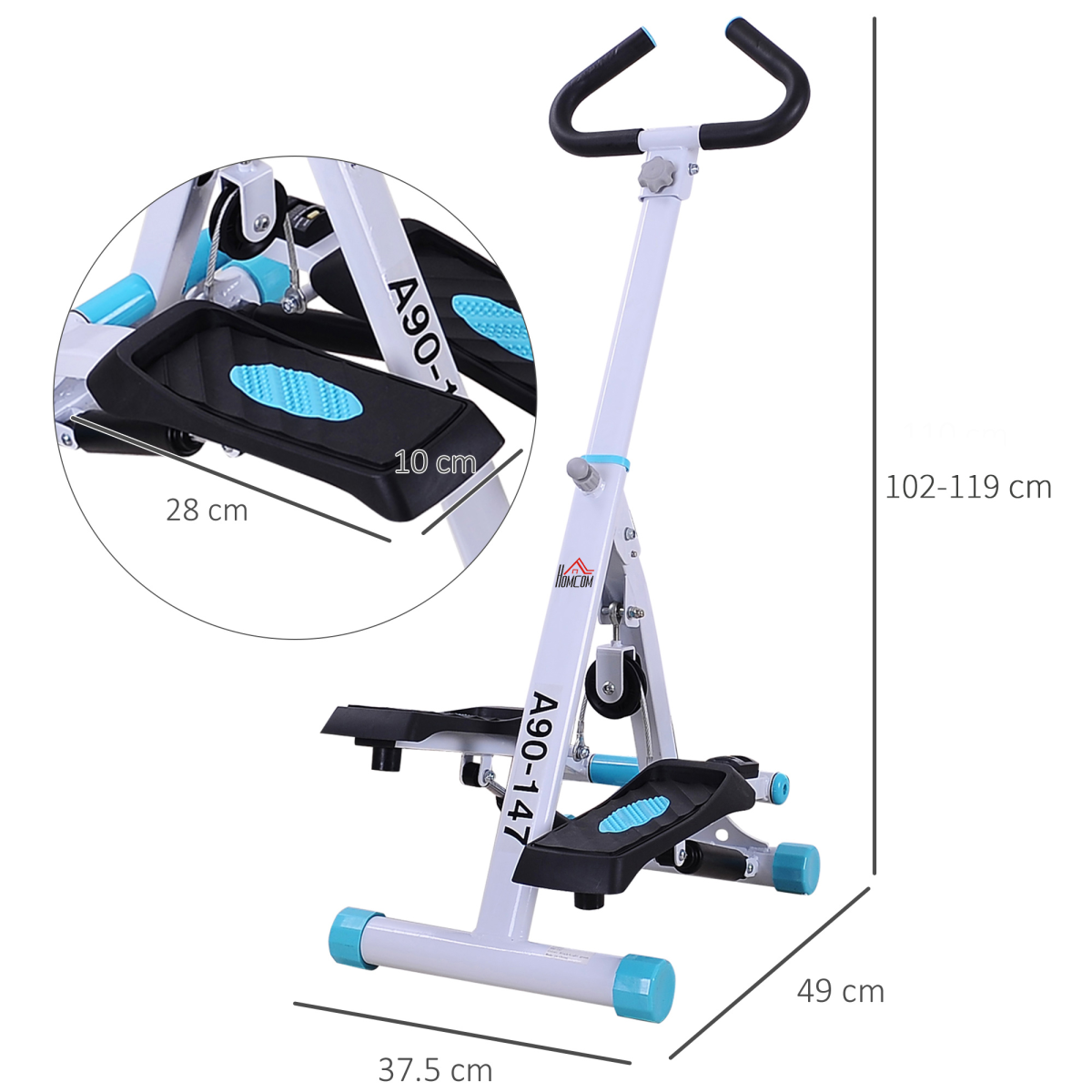 Stepper Fitness Exercise Handle Bar Machine Cardio Foldable Workout