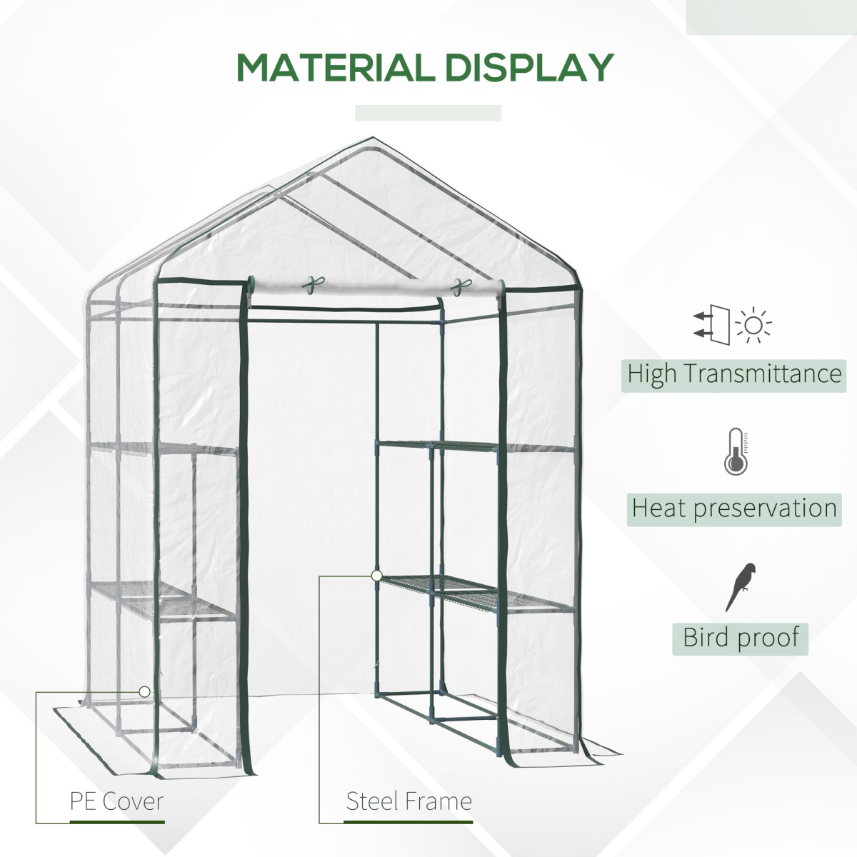 Steel Frame Greenhouse Steel Frame, 2 Shelves