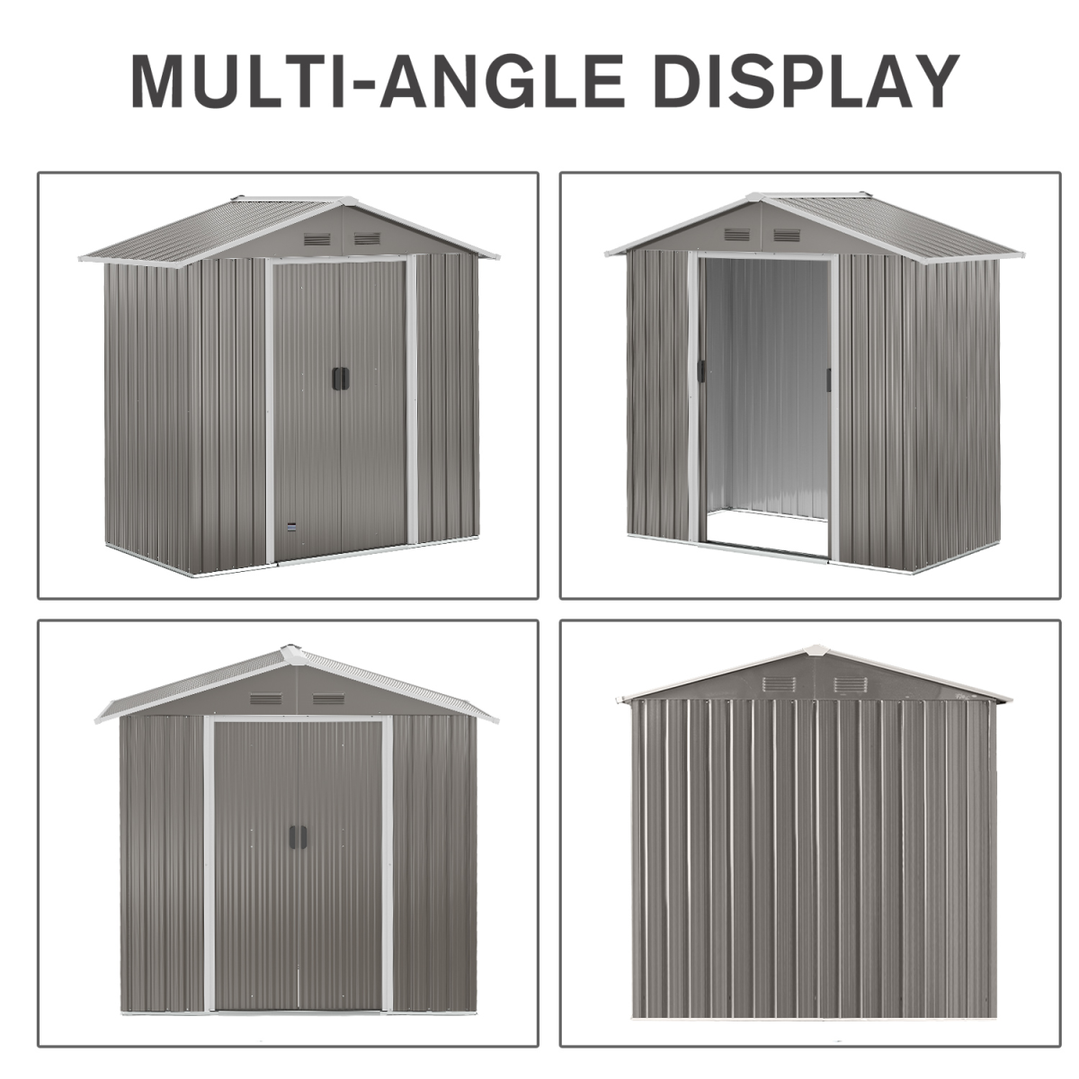 Metal Garden Shed for Garden and Outdoor Storage, Grey 6.5x3.5ft