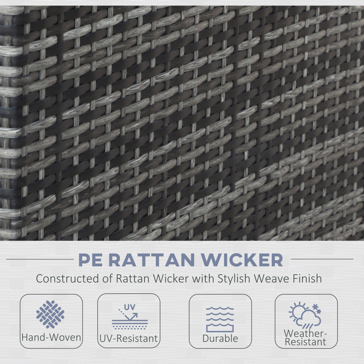 4-Piece PE Rattan Outdoor Garden Furniture Set Mixed Grey