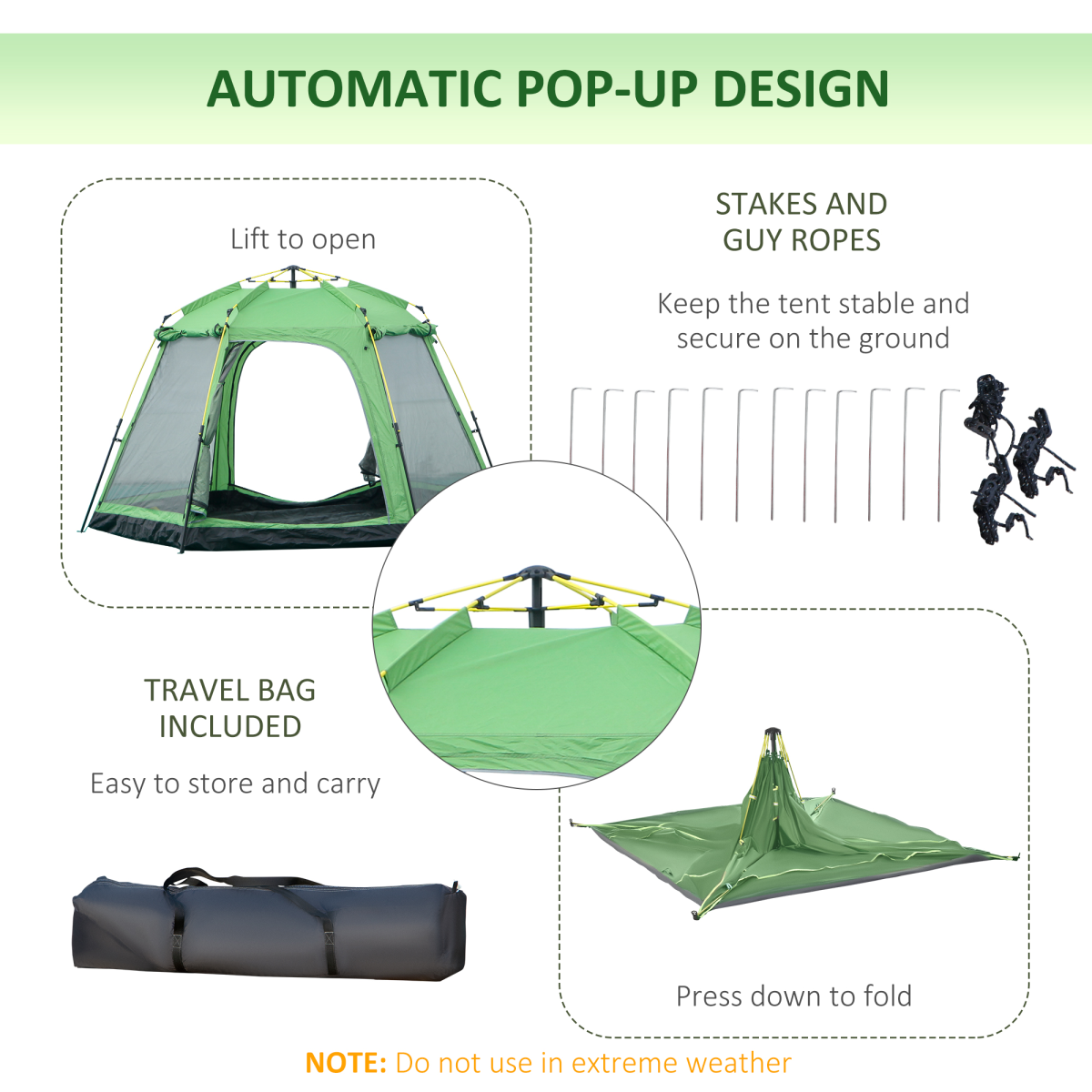 Camping Tent 2-Tier Pop-up Tent w/ Portable Carry Bag 6 Person