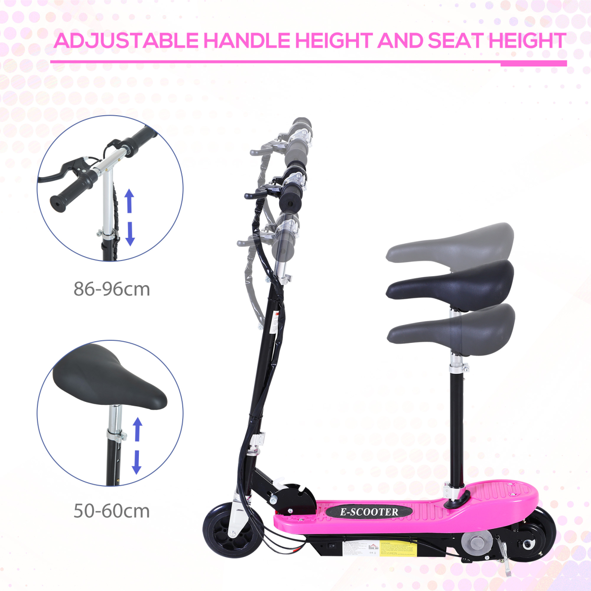 Kids Foldable Electric Powered Scooters 120W Toy Brake Kickstand Pink
