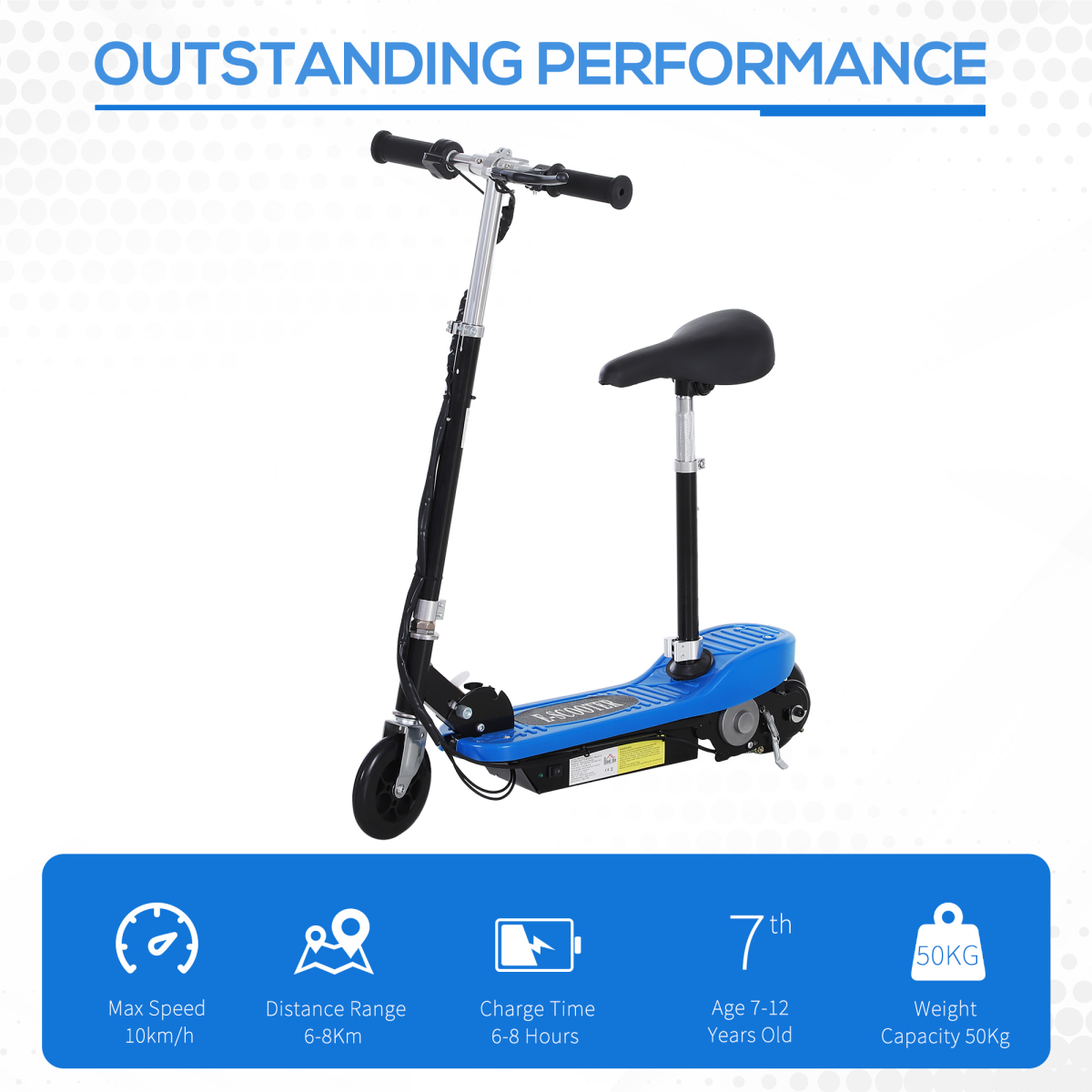 Kids Foldable Electric Powered Scooters 120W Toy Brake Kickstand Blue