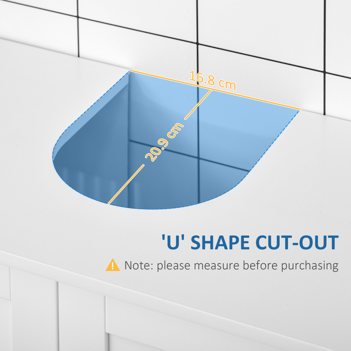Modern Under Sink Cabinet with 2 Doors, Bathroom Vanity Unit, White