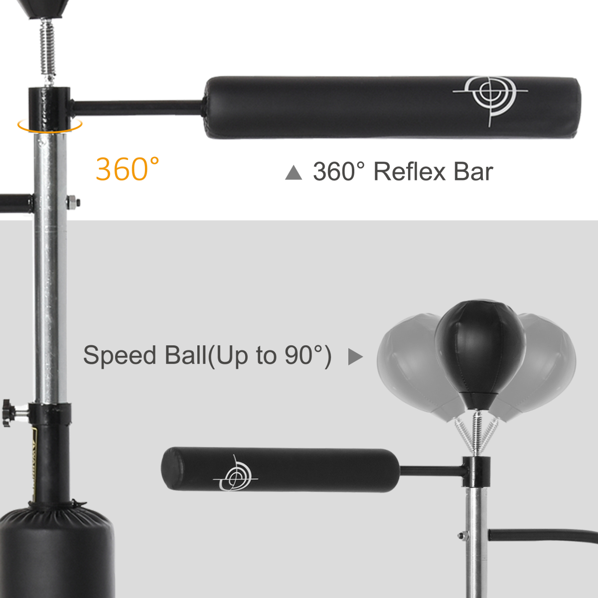 3-in-1 Punching Bag with Stand with 2 Speedballs, 360 Relax Bar HOMCOM