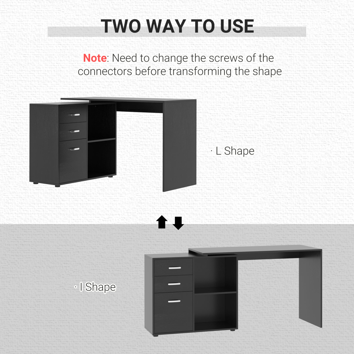 L Shape Computer Desk Workstation Home Office Drawer Shelf File Cabinet