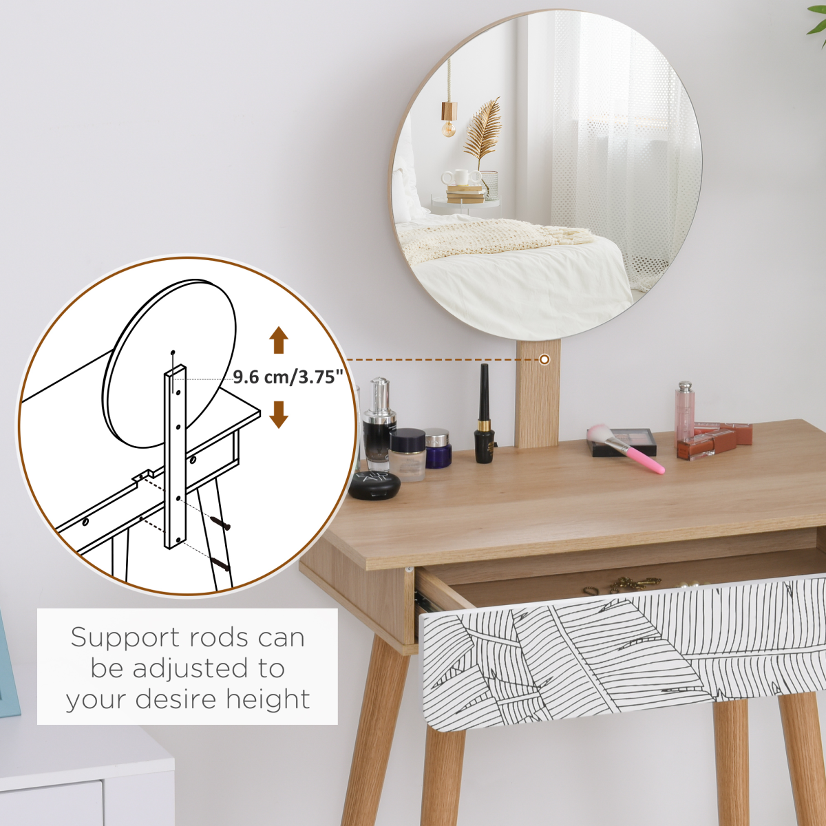 Wooden Nordic Dressing Table Brown/White