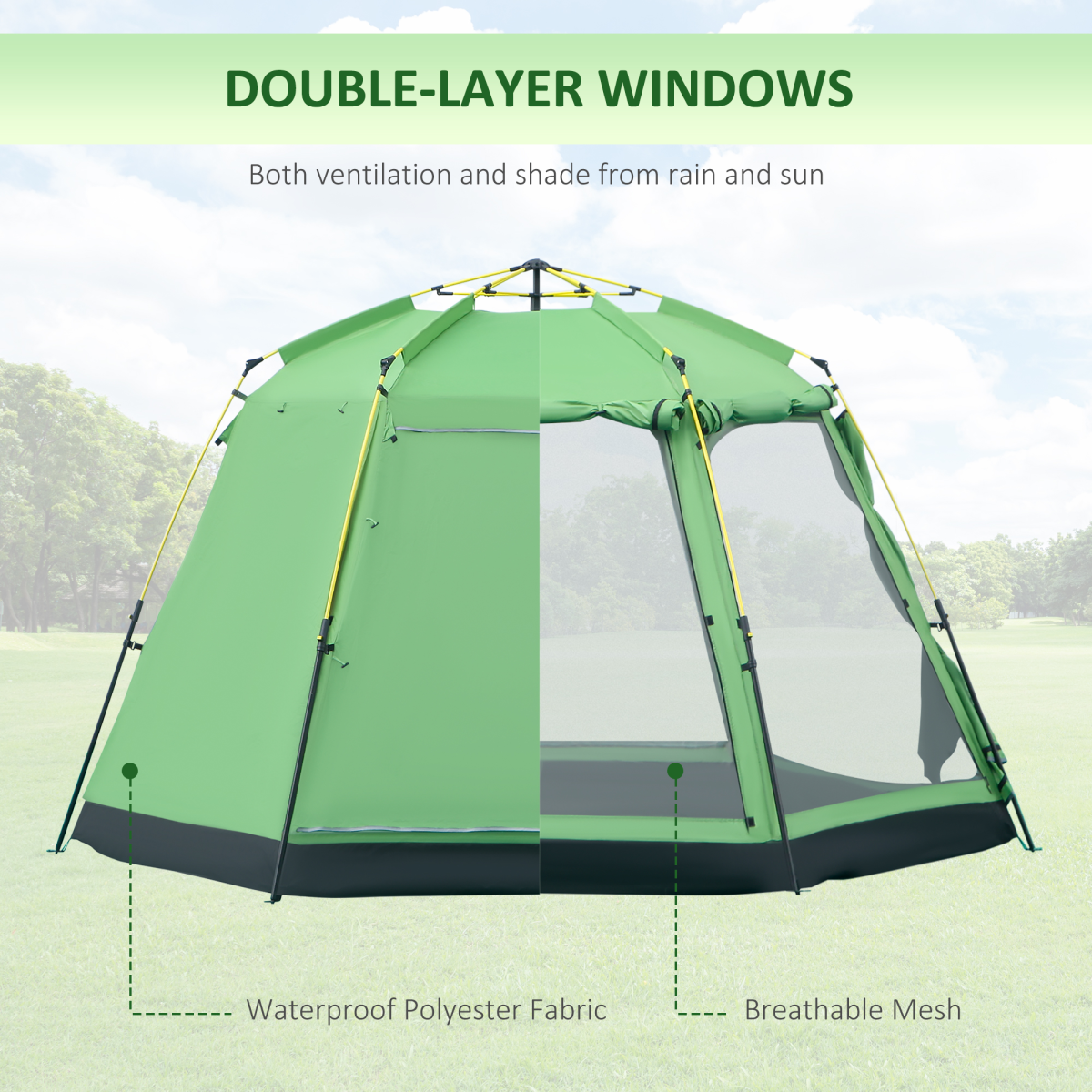 Camping Tent 2-Tier Pop-up Tent w/ Portable Carry Bag 6 Person