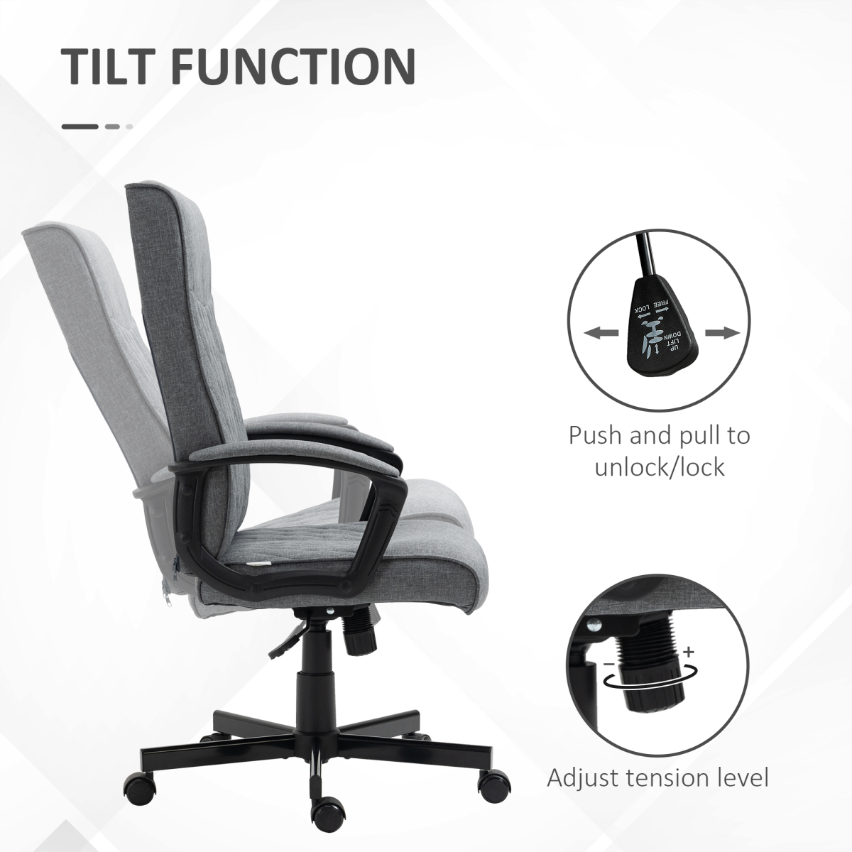 High-Back Home Office Chair with Adjustable Height and Swivel Wheels