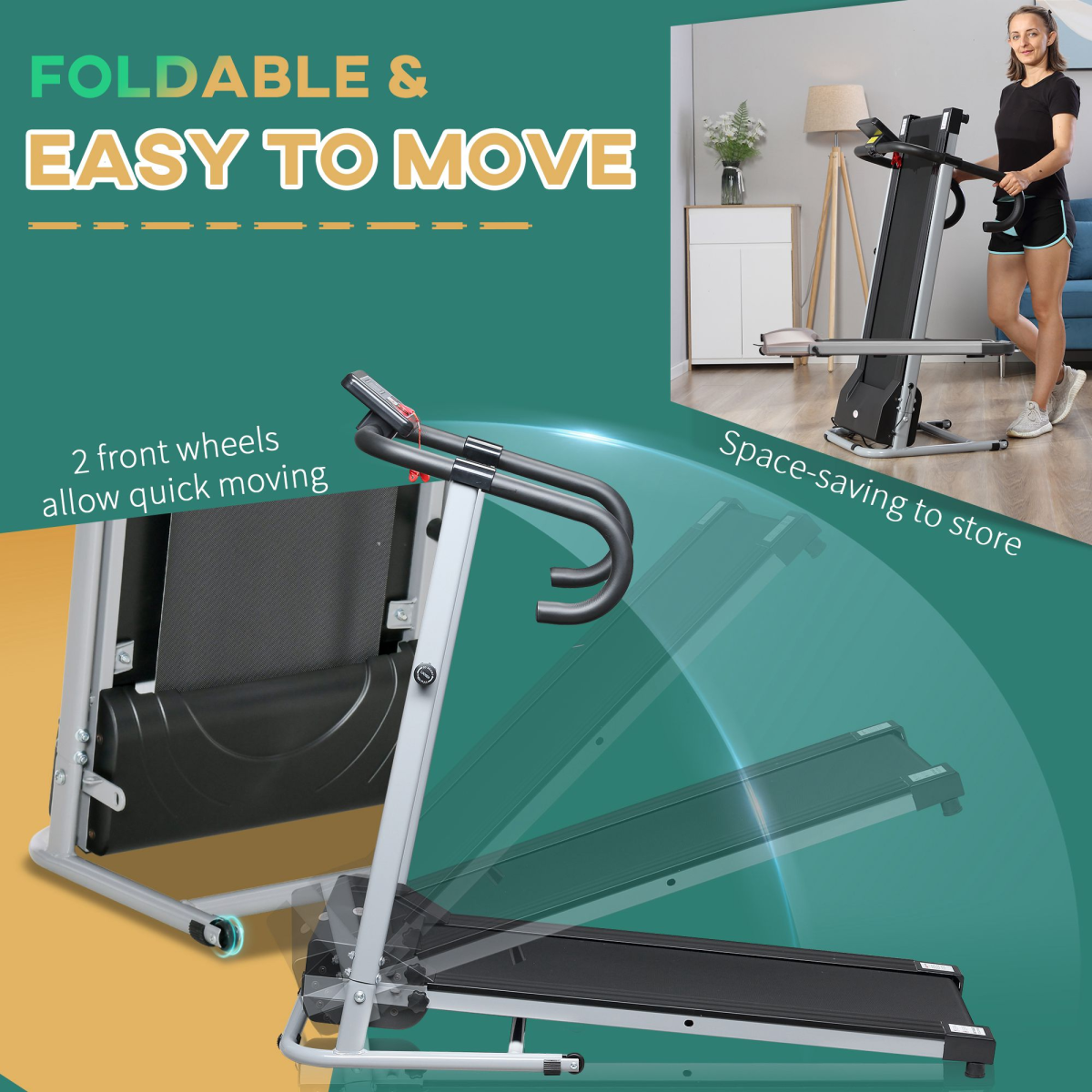 Motorised Electric Treadmill Running Machine Fitness Folding 1.25HP