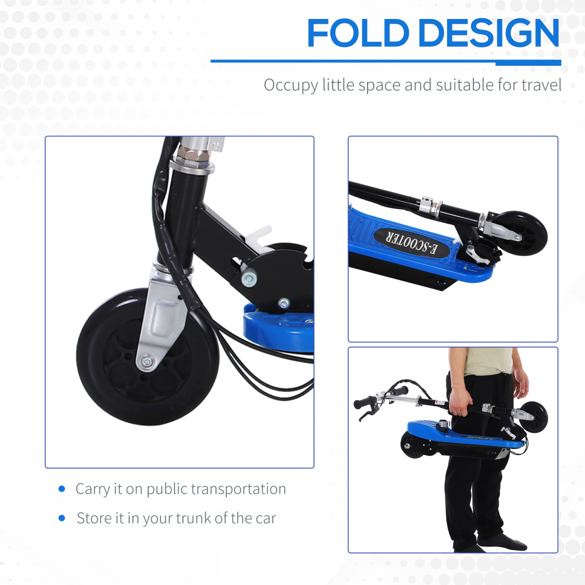 Kids Foldable Electric Powered Scooters 120W Toy Brake Kickstand Blue