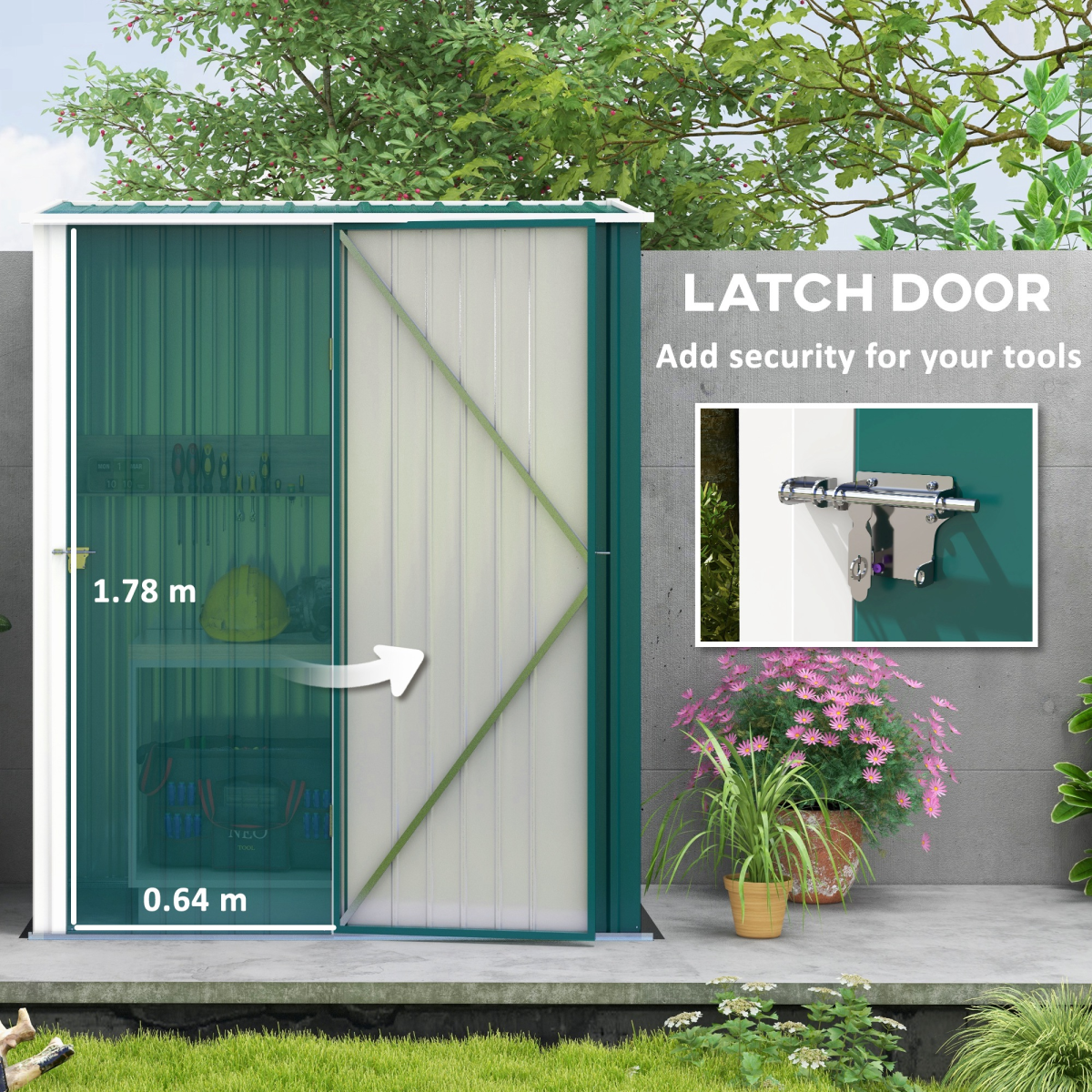 Storage Shed Steel Garden Shed w/ Lockable Door for Garden