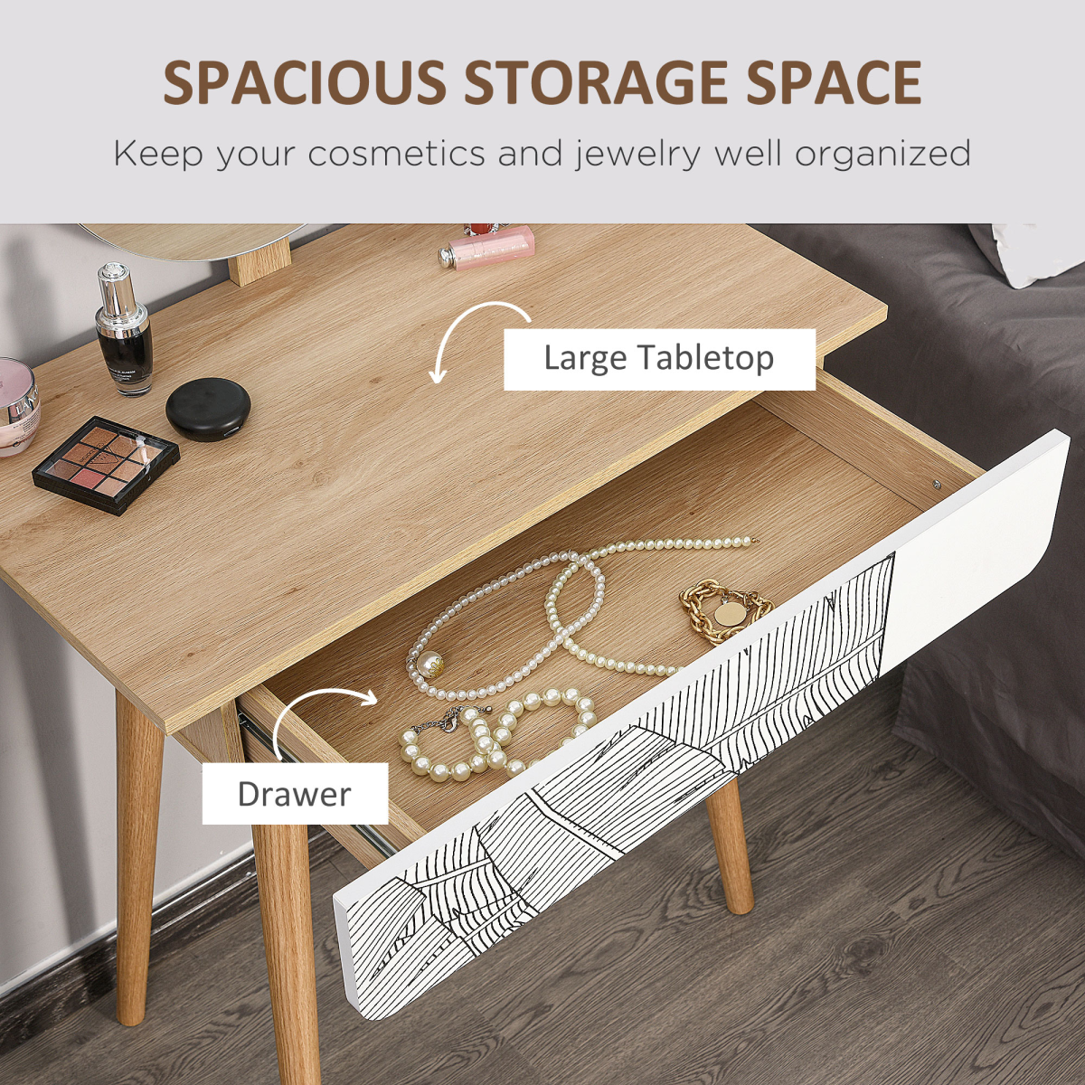 Wooden Nordic Dressing Table Brown/White