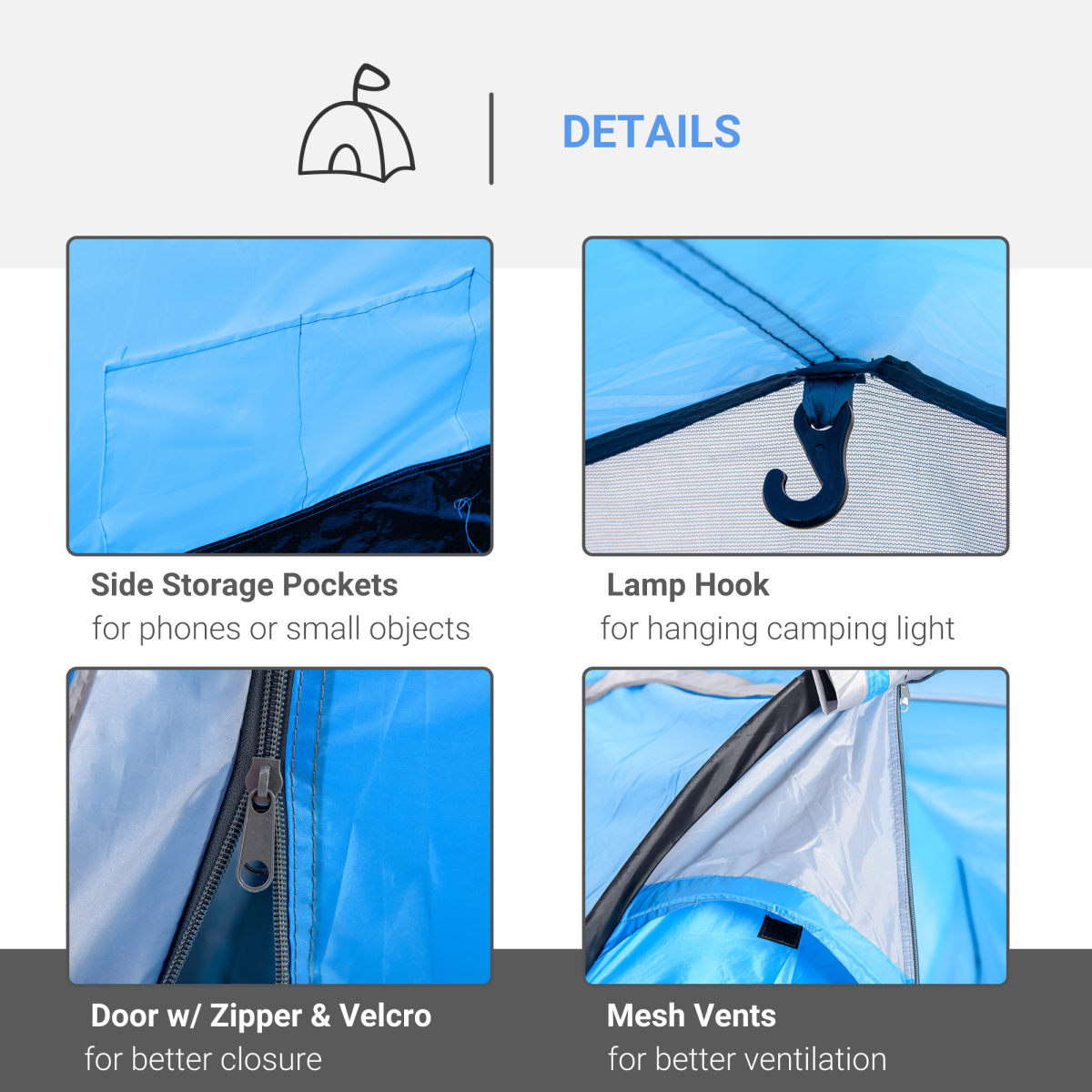 Camping Tent w/ 2 Rooms Porch Vents Rainfly Weather-Resistant 3 persons