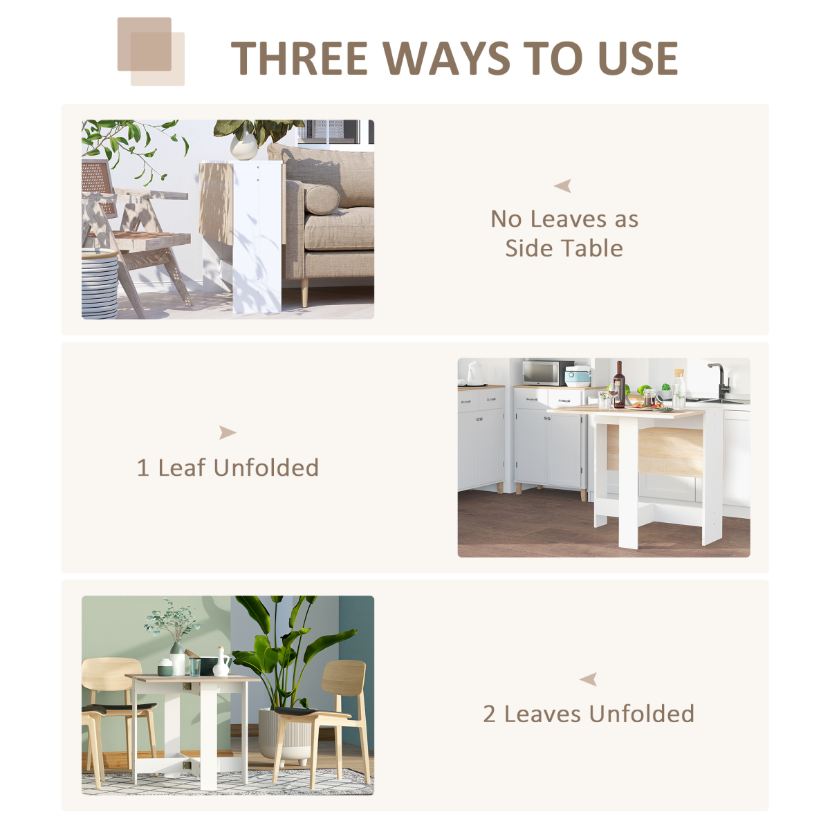 Drop Leaf Table Folding Dining Space Saving-Oak