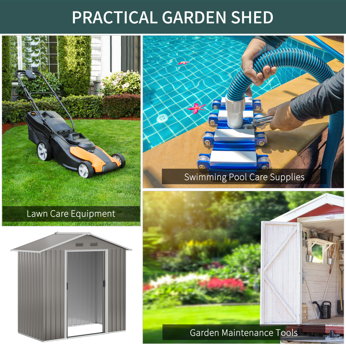 Metal Garden Shed for Garden and Outdoor Storage, Grey 6.5x3.5ft