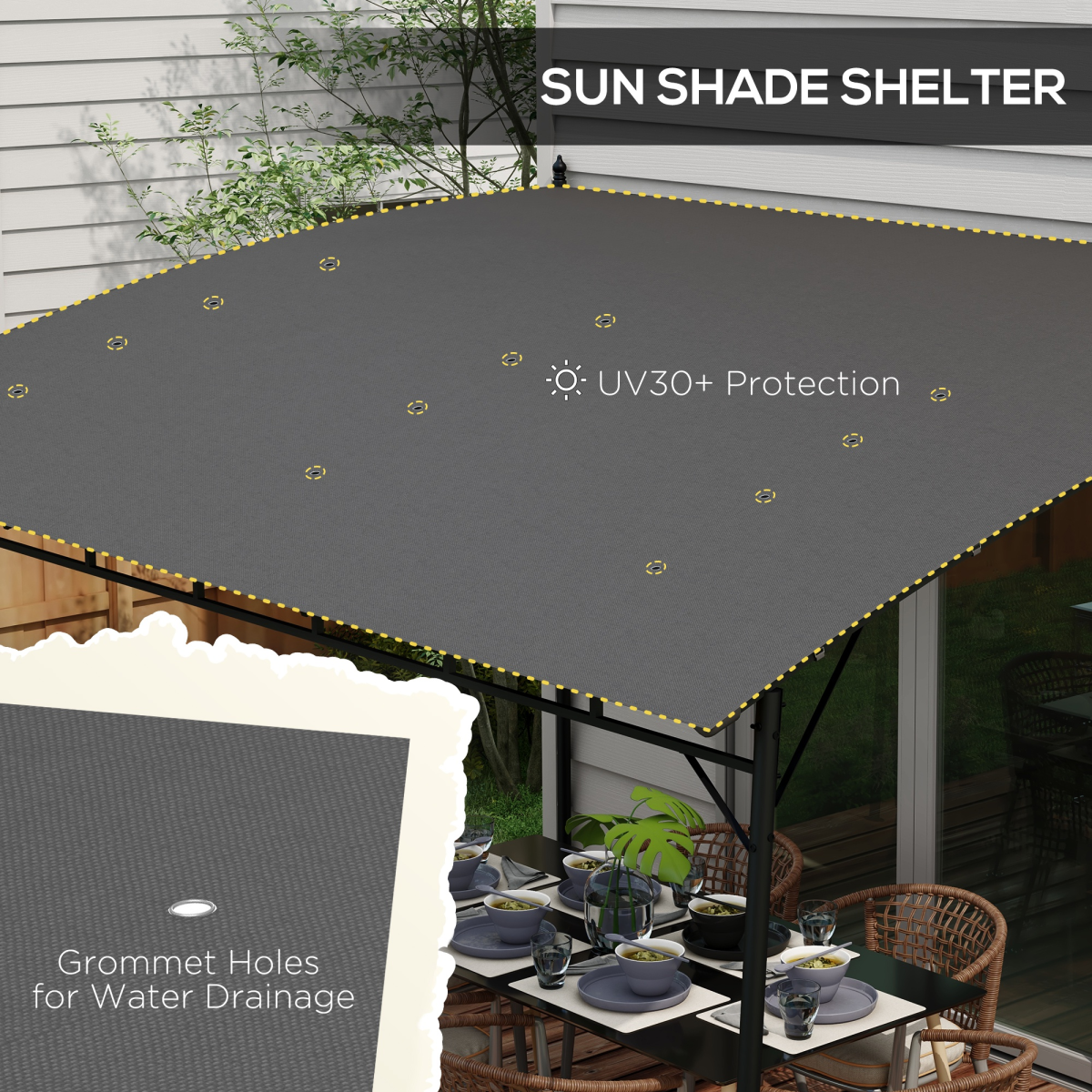 Metal Pergola, Outdoor Gazebo UV-Resistant Sun Shade Shelter 3 x 4m