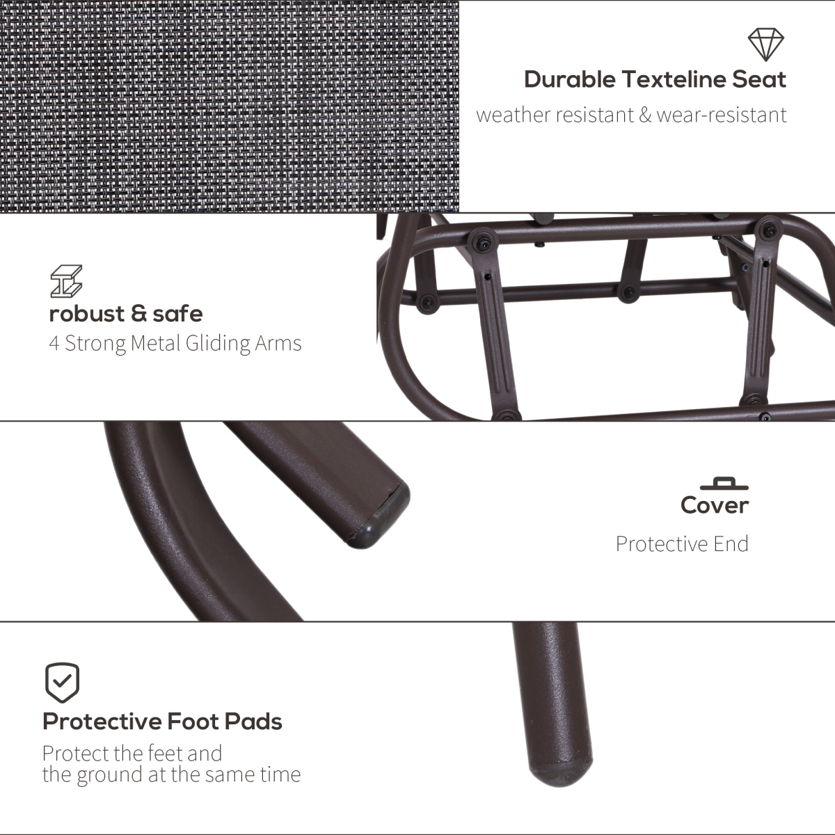 Double Glider Rocking Chairs Garden Table High Back Conversation Duo Set